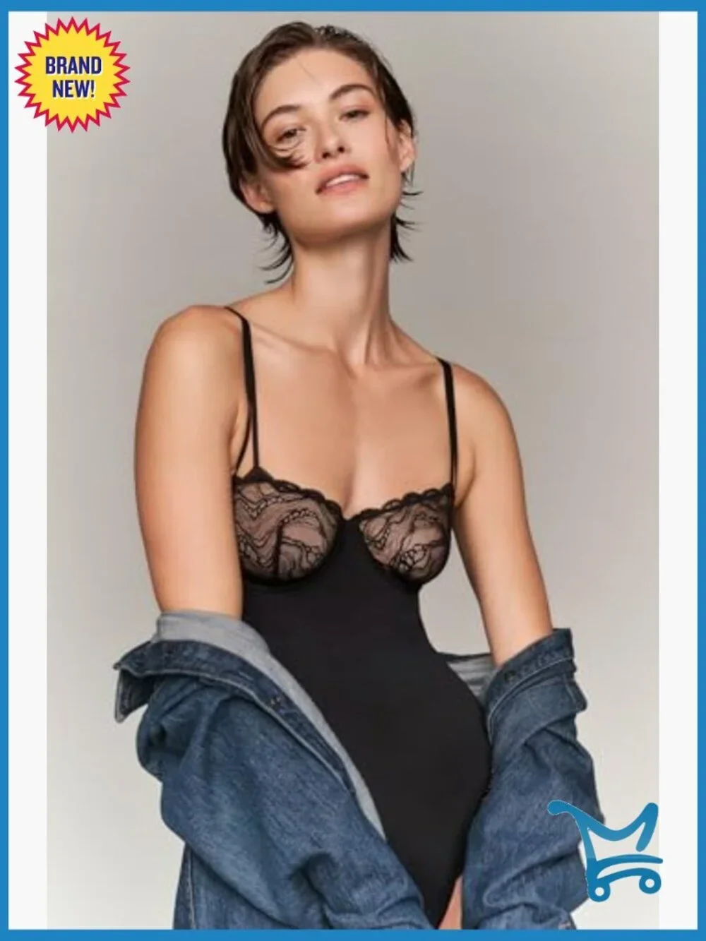 Women's Lace Bodysuit Shapewear with Underwire Medium Support